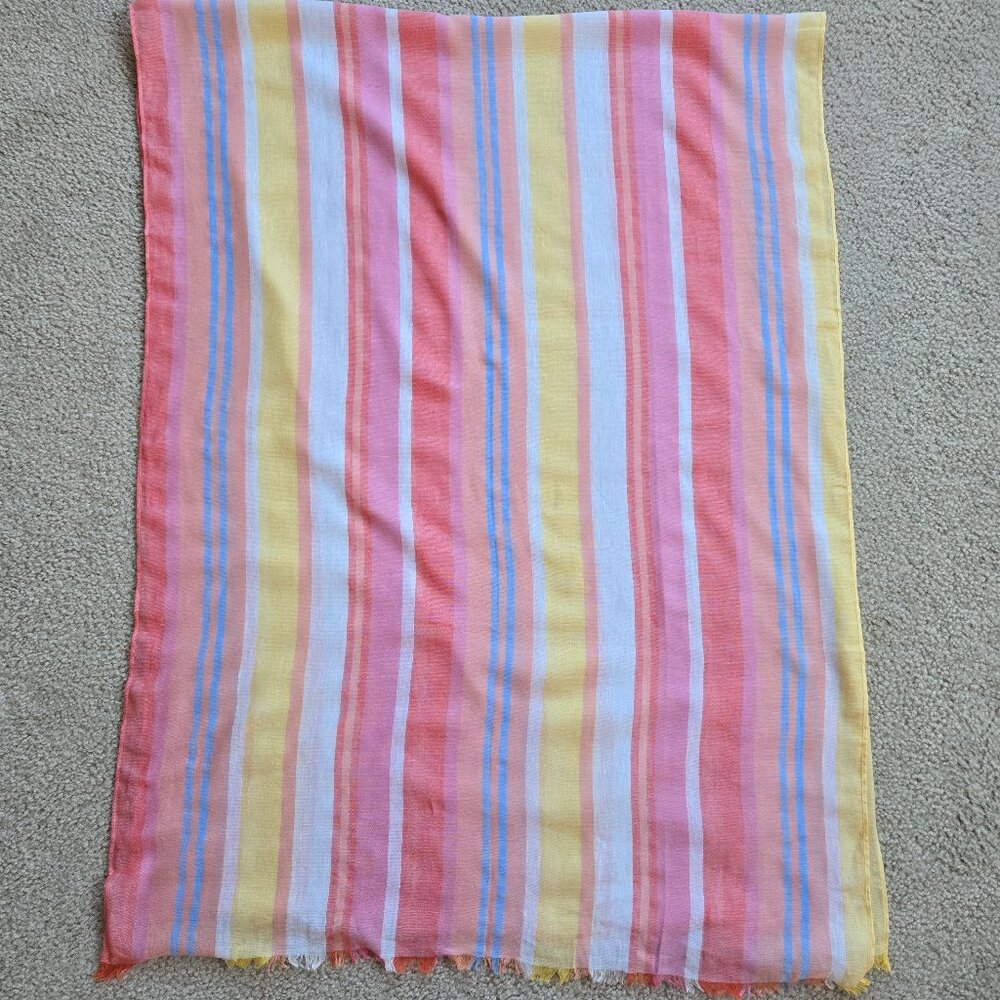 NWOT Talbots Linen Blend Summer Stripe Scarf